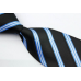 Stropdas blauw zwart wit brede Streep SALE